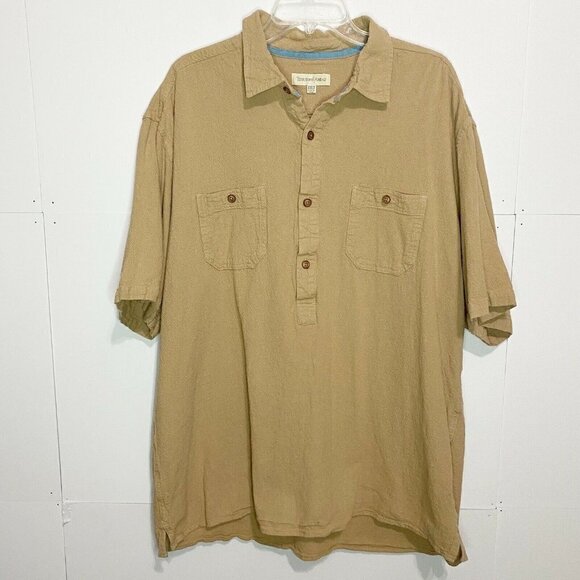 Territory Ahead Mens Vtg Beige Textured Button Up Cotton Shirt Size XXLT Tall - Picture 1 of 5